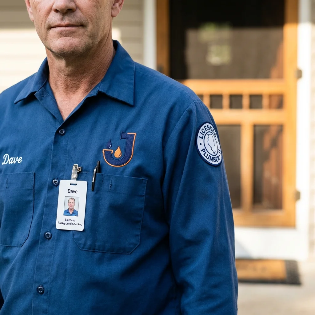 Licensed plumber showing ID badge in Tompkinsville, KY