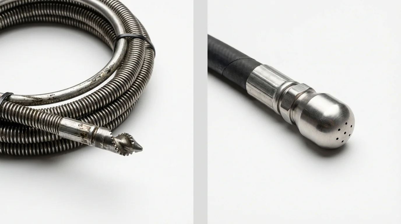 Drain snake cable and hydro jetting nozzle used for drain cleaning in Tompkinsville, KY