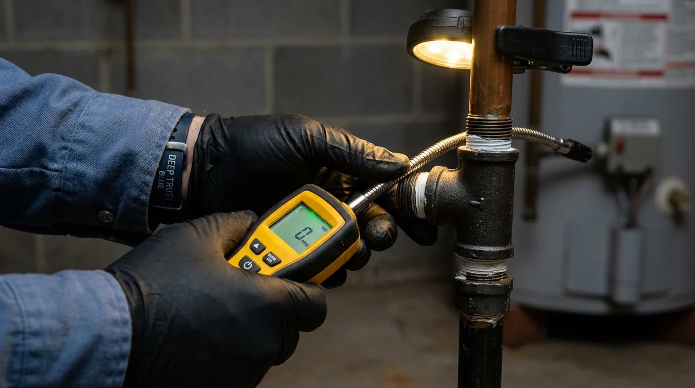 Gas leak detection with electronic sniffer by Johns Plumbing LLC in Tompkinsville