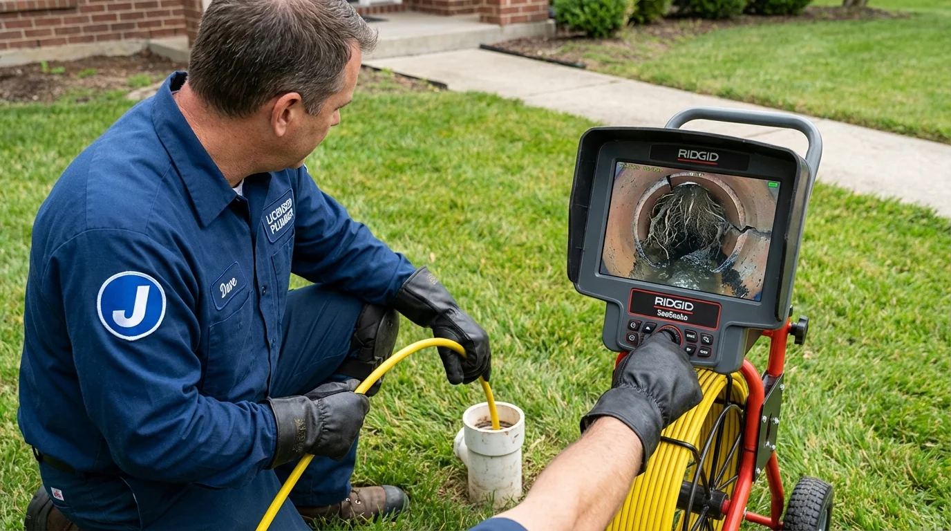 Sewer camera inspection being performed by Johns Plumbing LLC in Tompkinsville